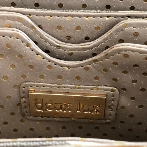 Deux Lux Taupe Gold Wallet Shoulder Bag Zip Around - Picture 3 of 6